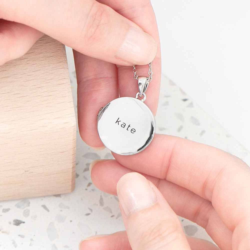 Personalized Round Photo Locket  Necklaces Deeply Engraved