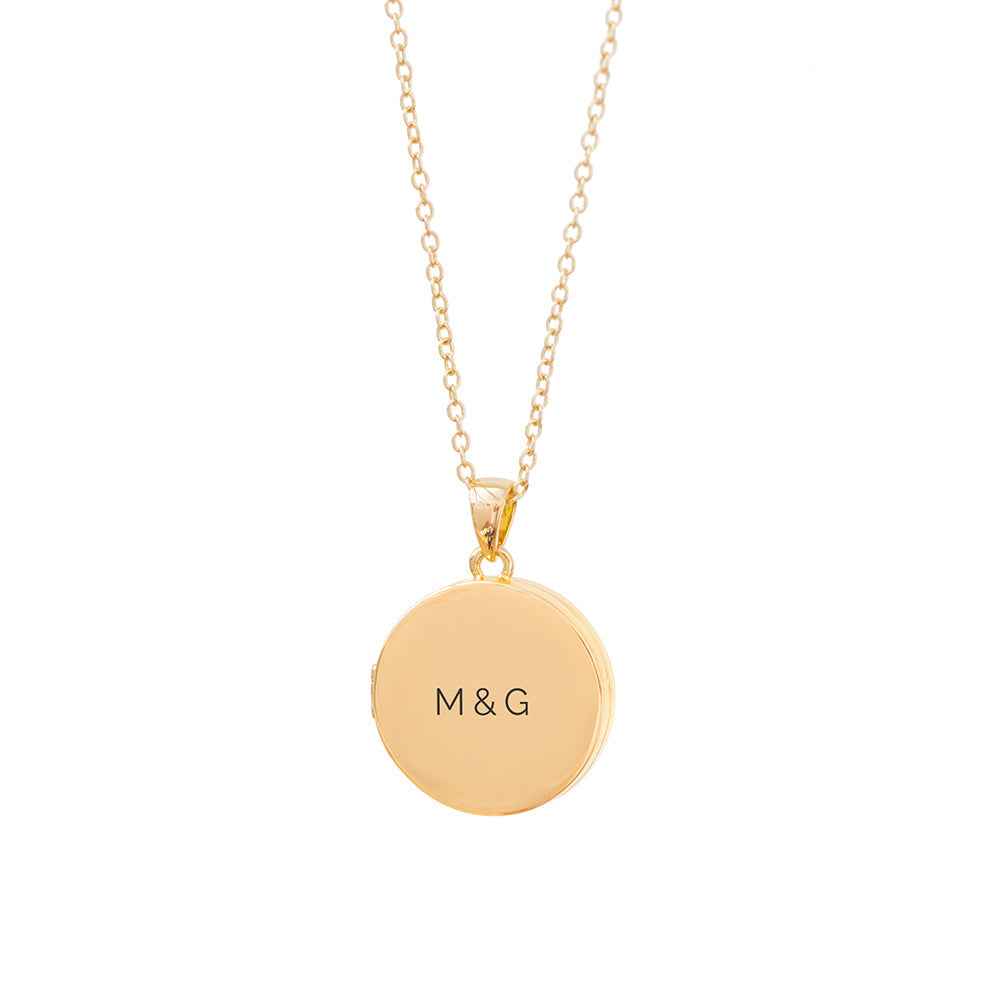 Personalized Round Photo Locket  Necklaces Deeply Engraved