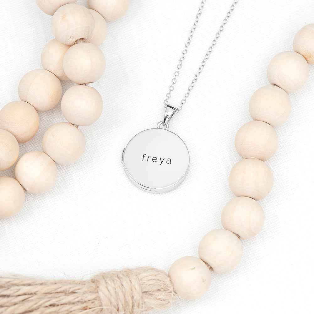 Personalized Round Photo Locket  Necklaces Deeply Engraved