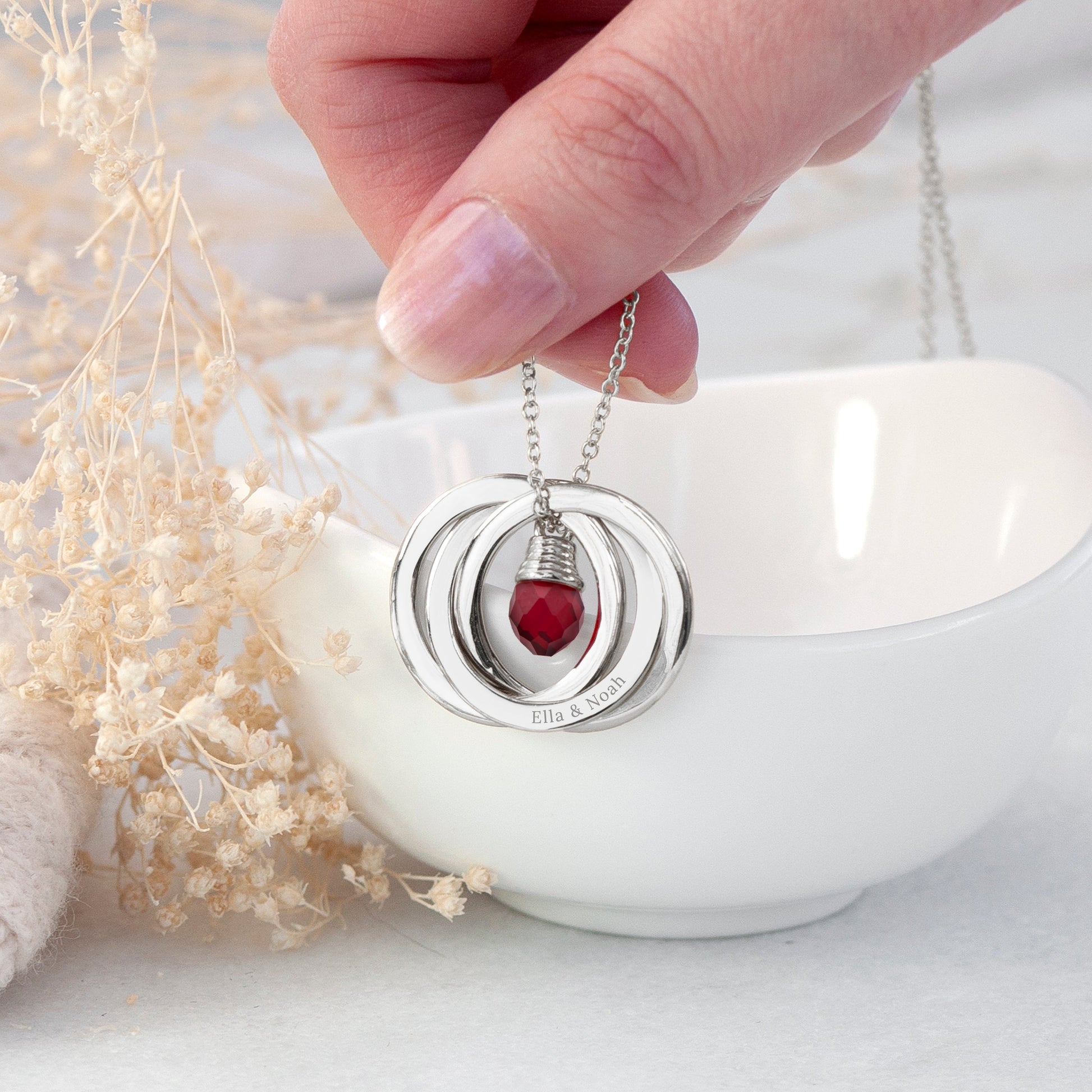 Personalized Russian Ring Garnet Necklace  Necklaces Deeply Engraved
