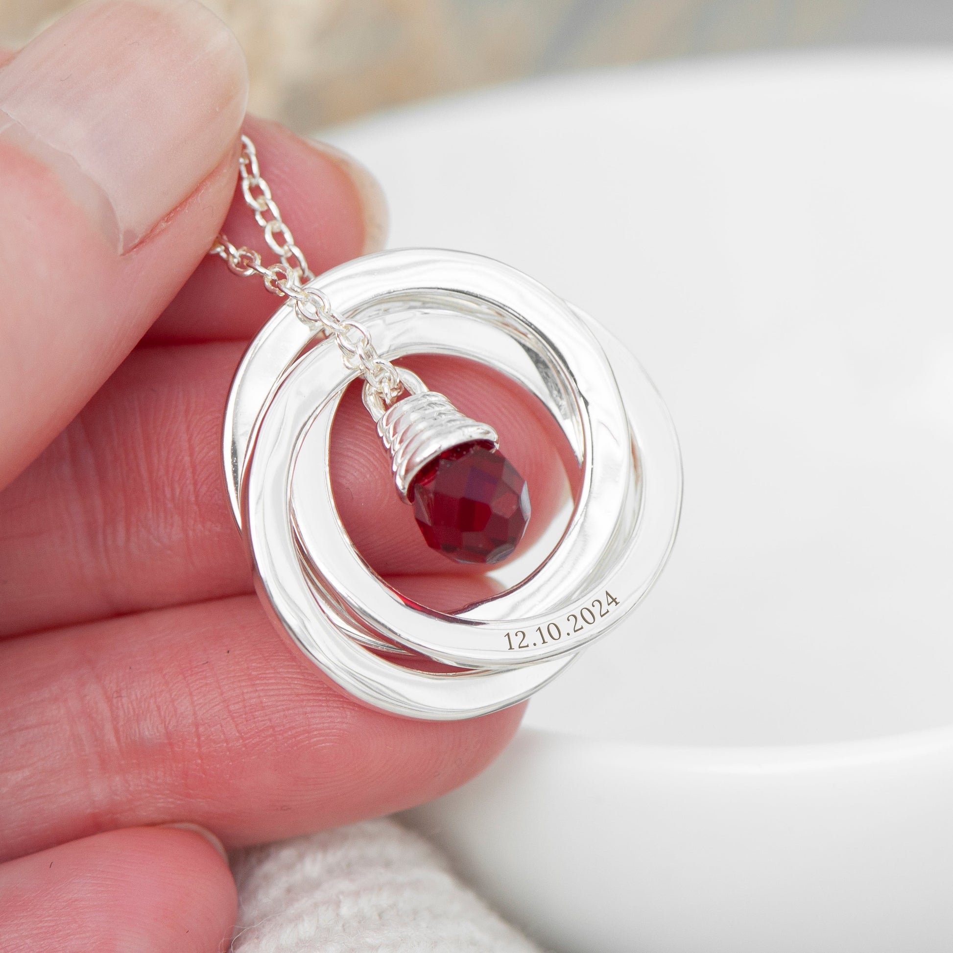 Personalized Russian Ring Garnet Necklace  Necklaces Deeply Engraved