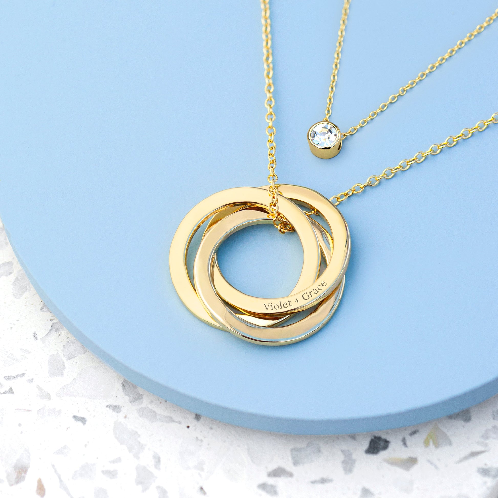 Personalized Russian Ring Layered Necklace  Necklaces Deeply Engraved