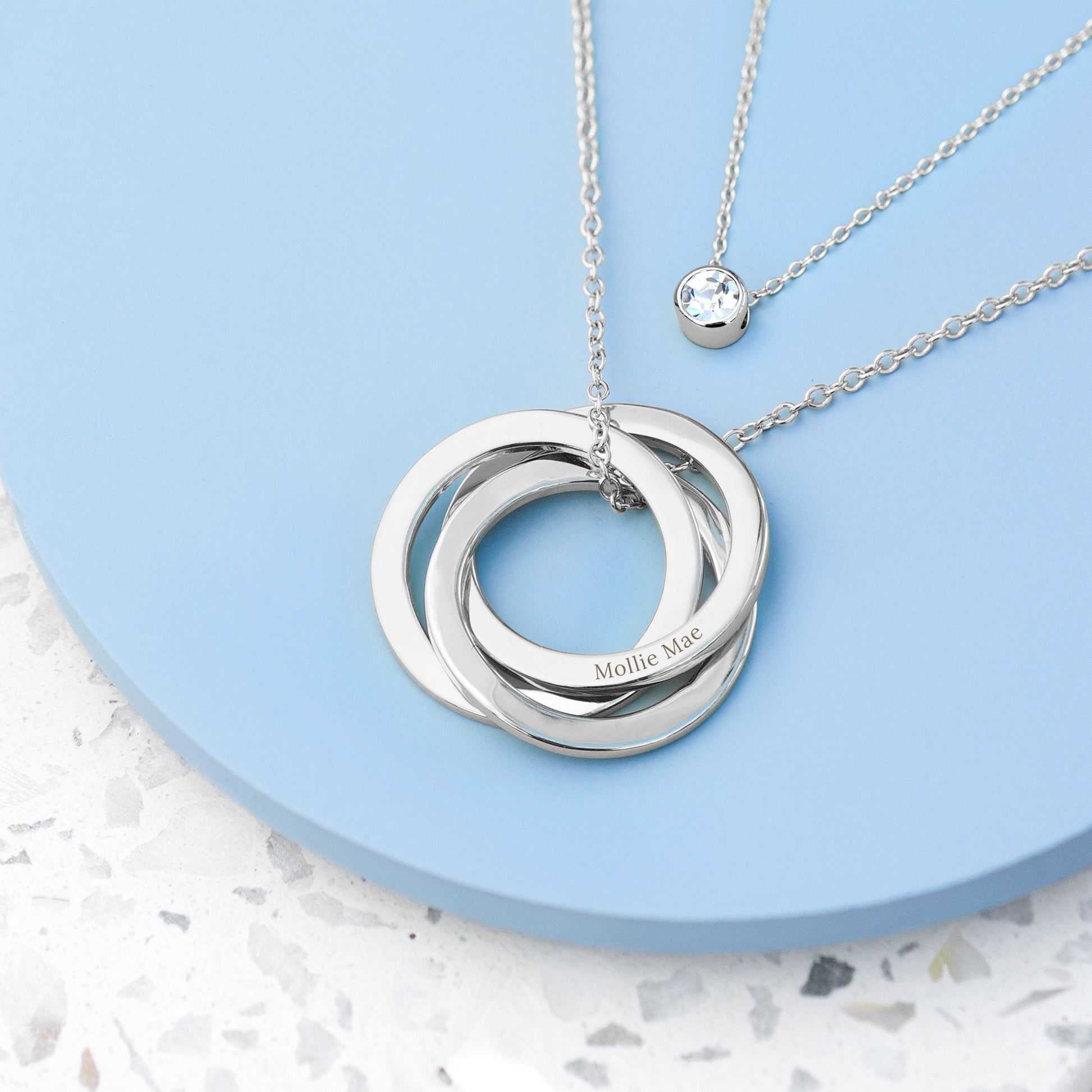 Personalized Russian Ring Layered Necklace  Necklaces Deeply Engraved