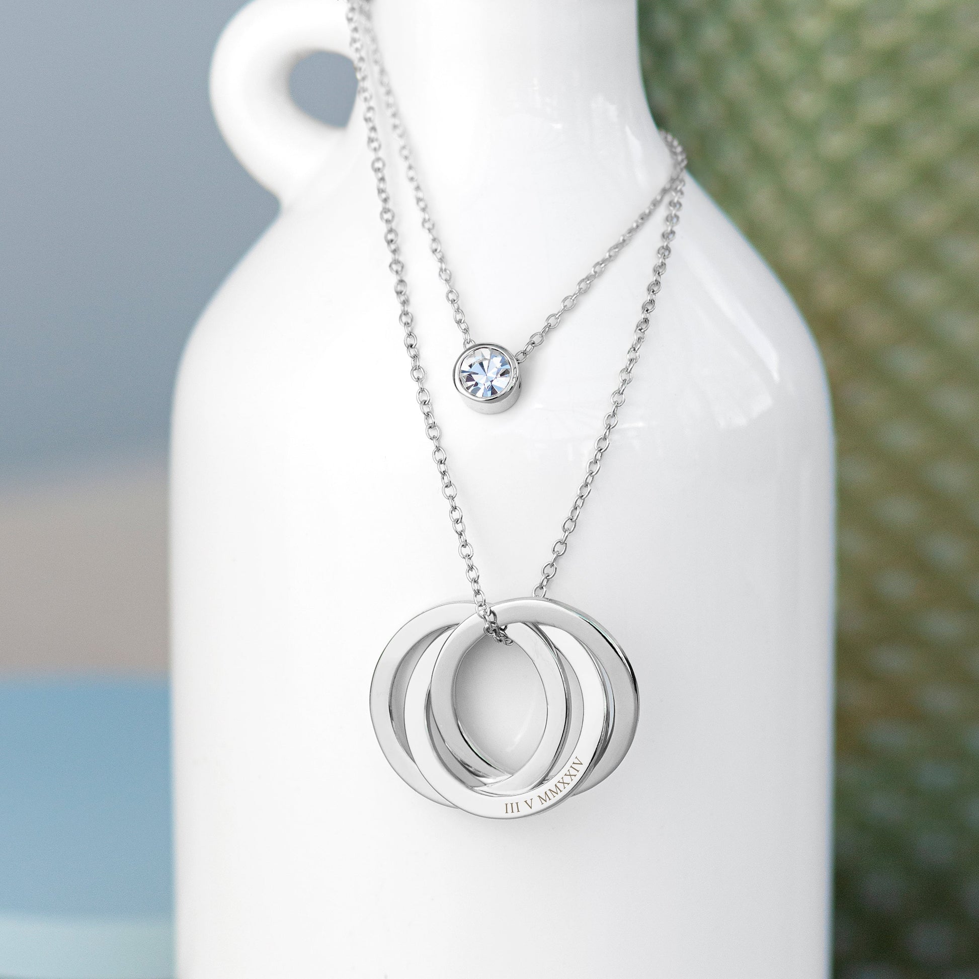 Personalized Russian Ring Layered Necklace  Necklaces Deeply Engraved