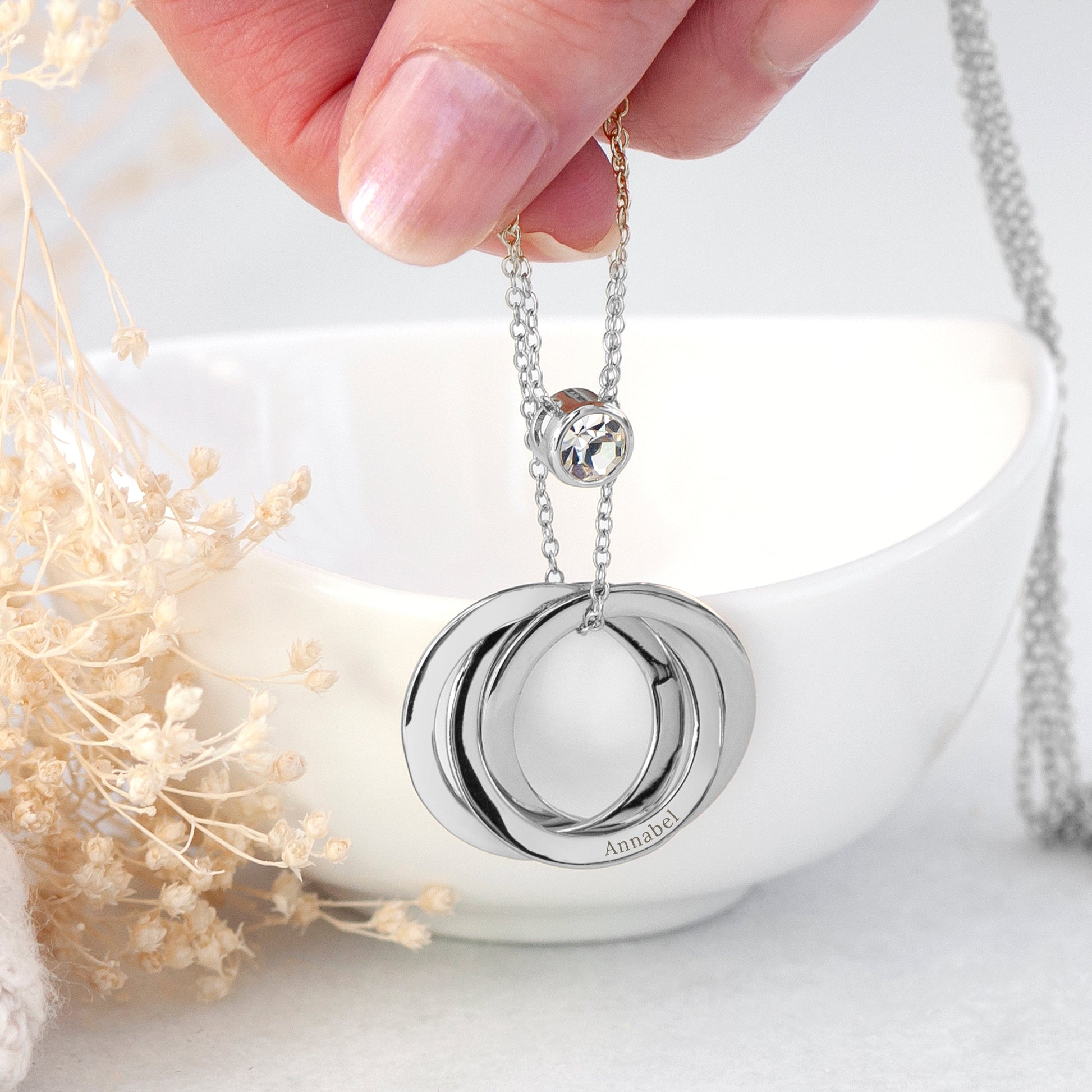 Personalized Russian Ring Layered Necklace  Necklaces Deeply Engraved