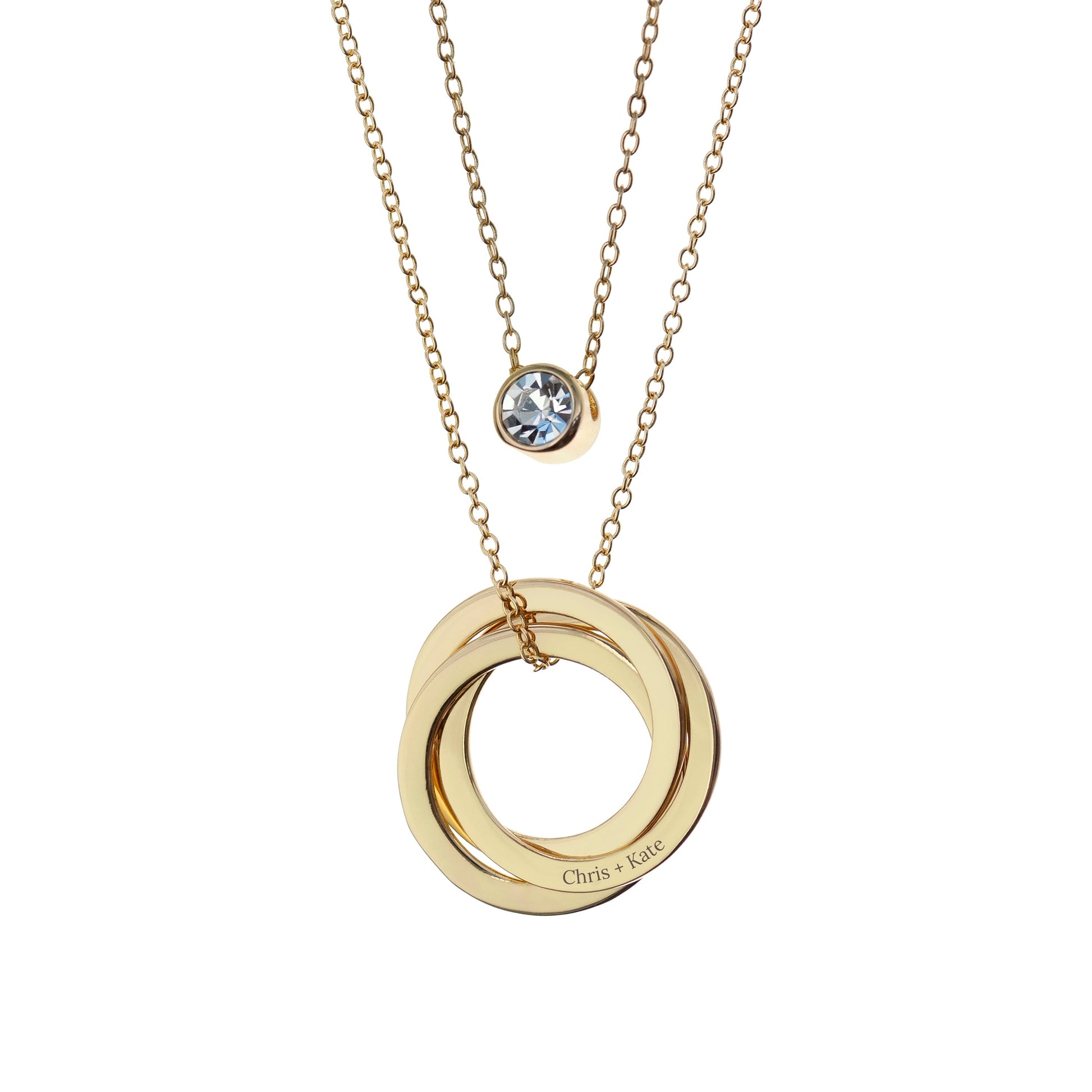 Personalized Russian Ring Layered Necklace  Necklaces Deeply Engraved