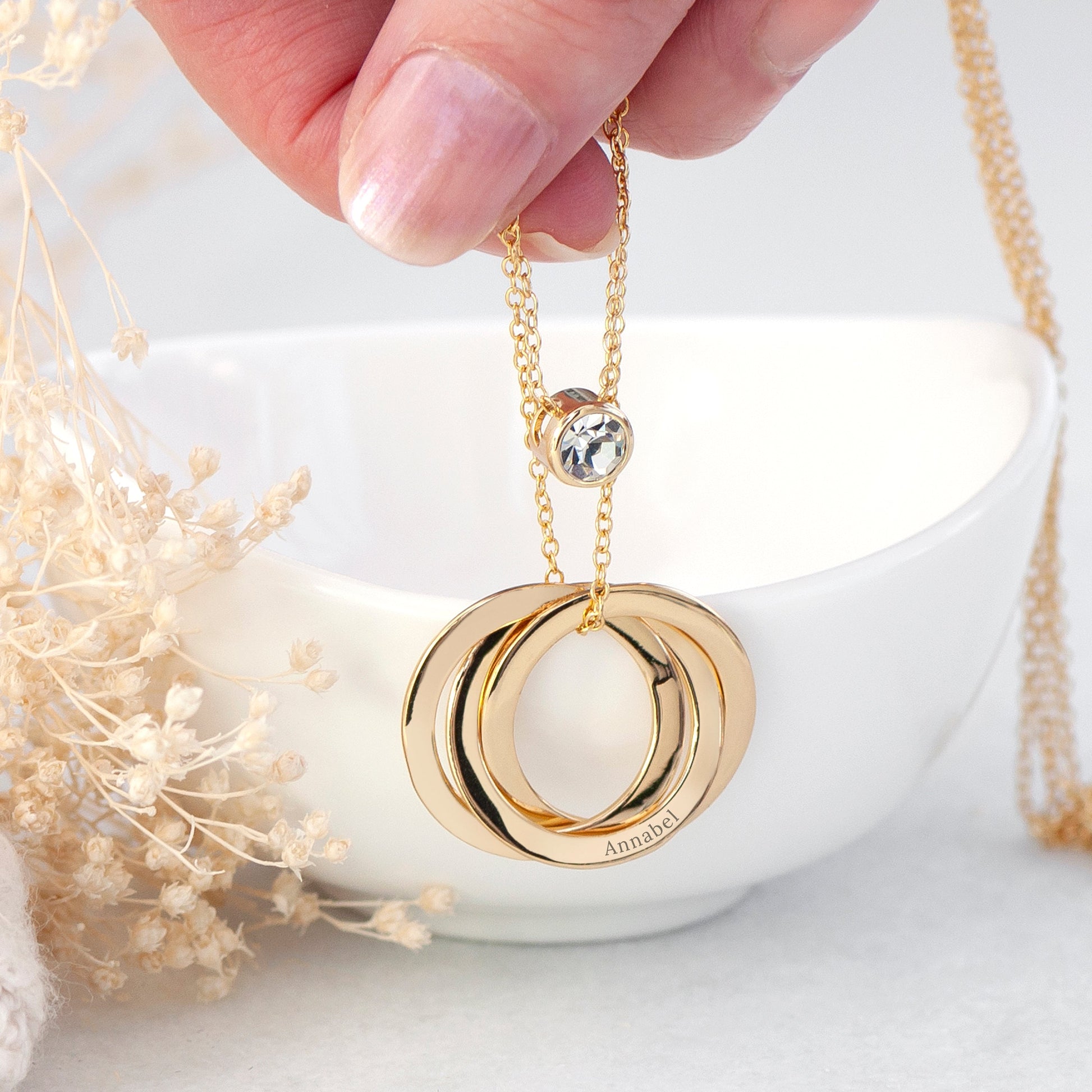 Personalized Russian Ring Layered Necklace  Necklaces Deeply Engraved