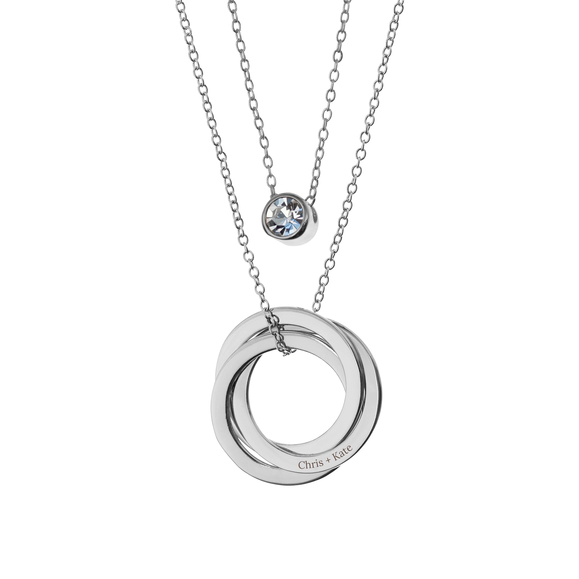 Personalized Russian Ring Layered Necklace  Necklaces Deeply Engraved
