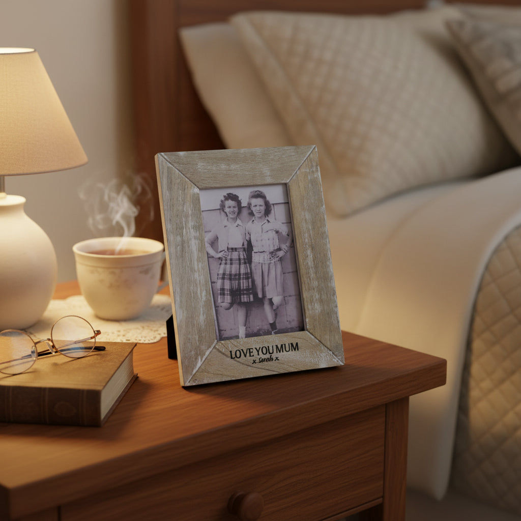 Personalized Rustic Mango Wood Picture Frame  Photo Frames Deeply Engraved