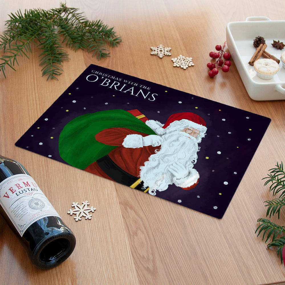 Personalized Santa Glass Worktop Saver  Cutting Boards Deeply Engraved