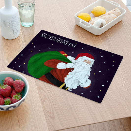 Personalized Santa Glass Worktop Saver  Cutting Boards Deeply Engraved
