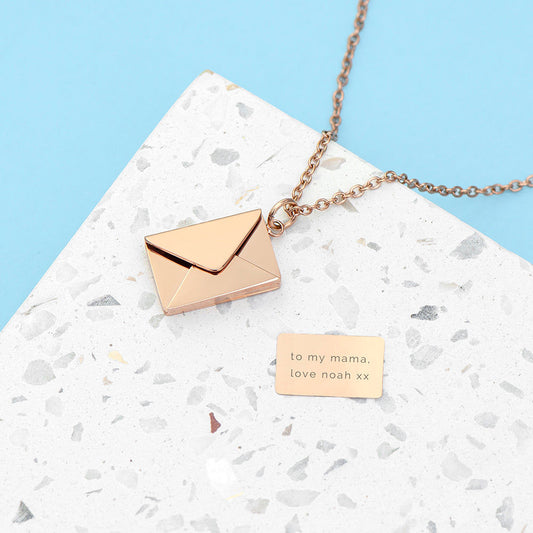 Personalized Secret Message Envelope Necklace  Necklaces Deeply Engraved