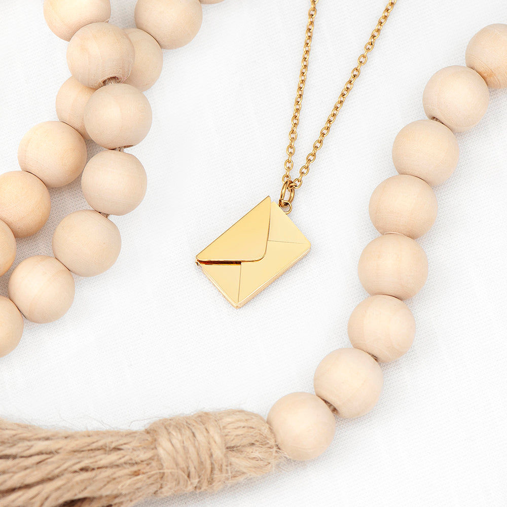 Personalized Secret Message Envelope Necklace  Necklaces Deeply Engraved