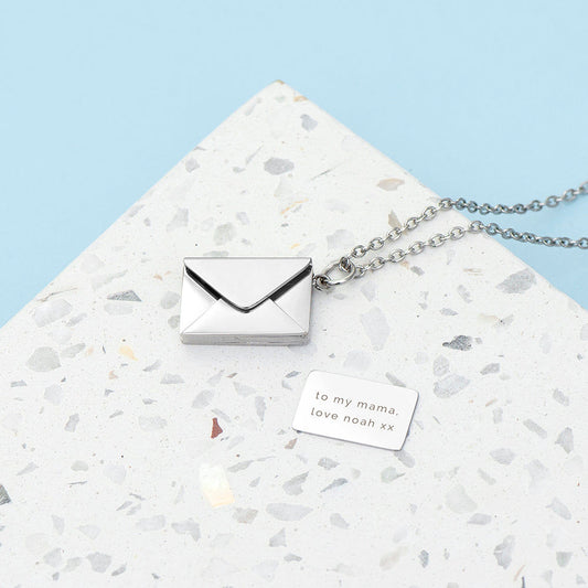 Personalized Secret Message Envelope Necklace  Necklaces Deeply Engraved