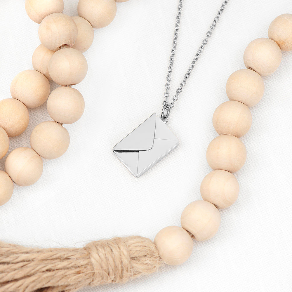 Personalized Secret Message Envelope Necklace  Necklaces Deeply Engraved