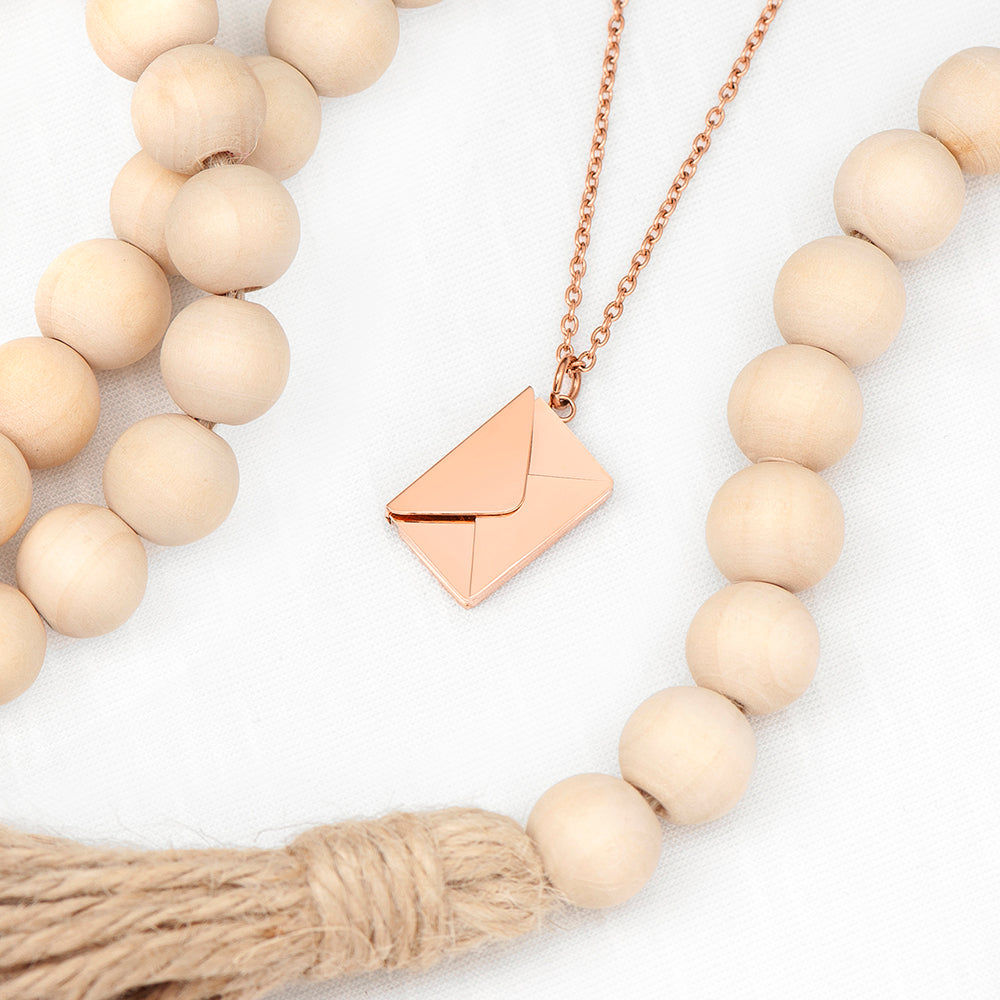 Personalized Secret Message Envelope Necklace  Necklaces Deeply Engraved