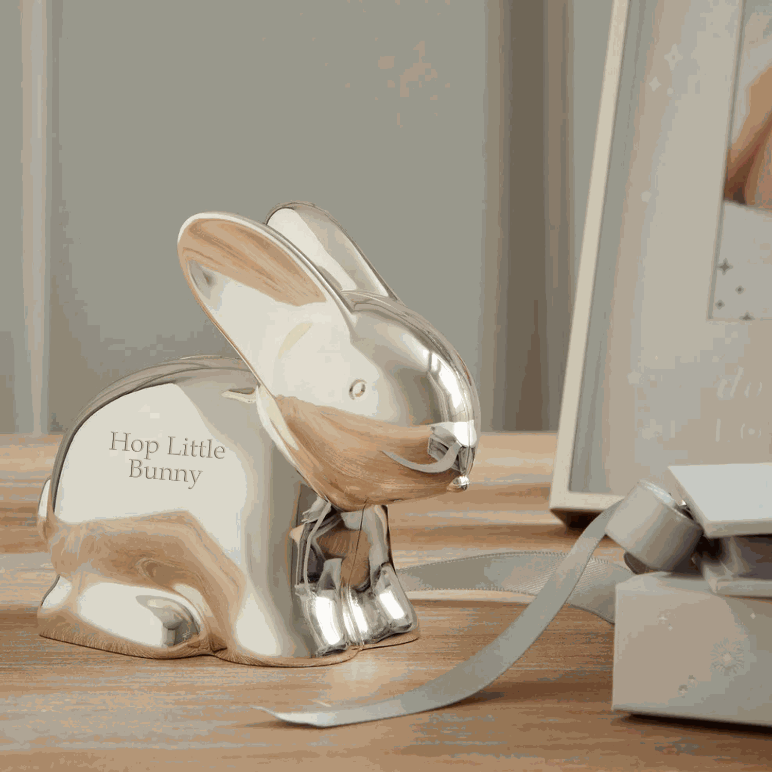 Personalized Silver Bunny Piggy Bank  Money Boxes Deeply Engraved