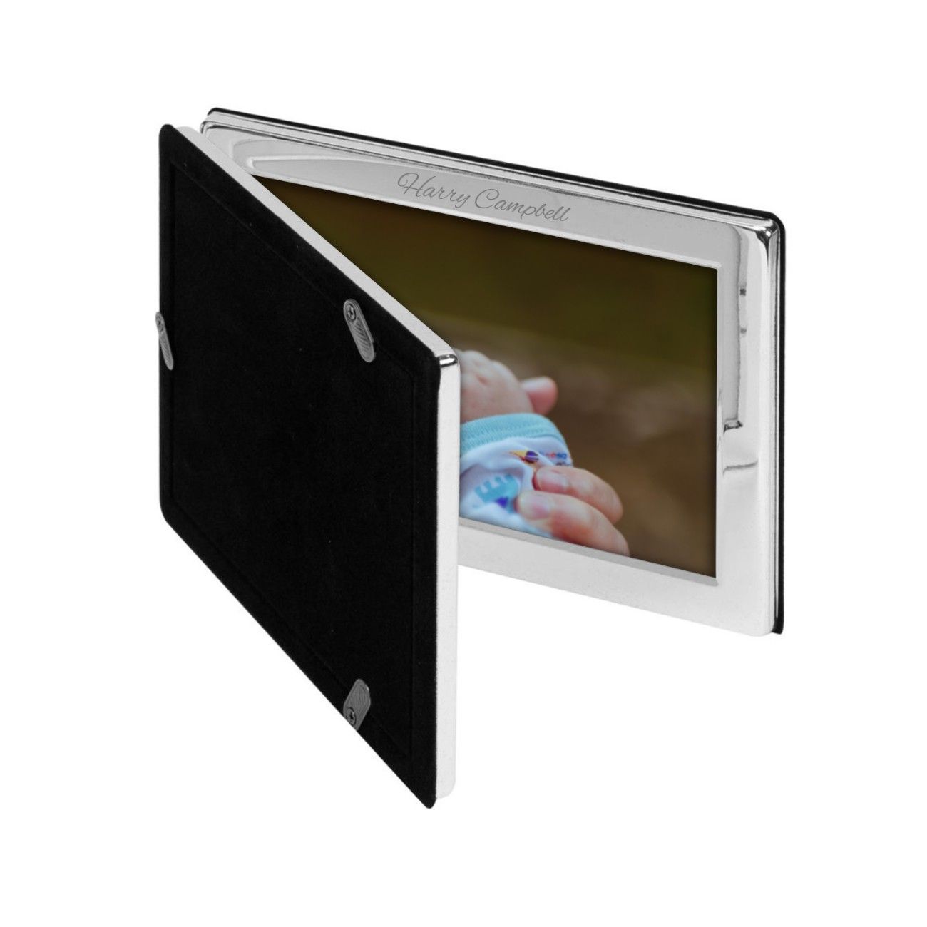 Personalized Silver Double Photo Frame - Landscape  Photo Frames Deeply Engraved