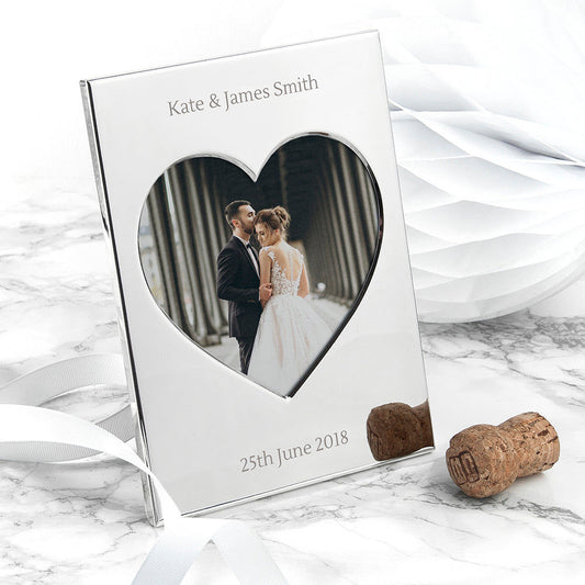 Personalized Silver Plated Heart Photo Frame  Photo Frames Deeply Engraved