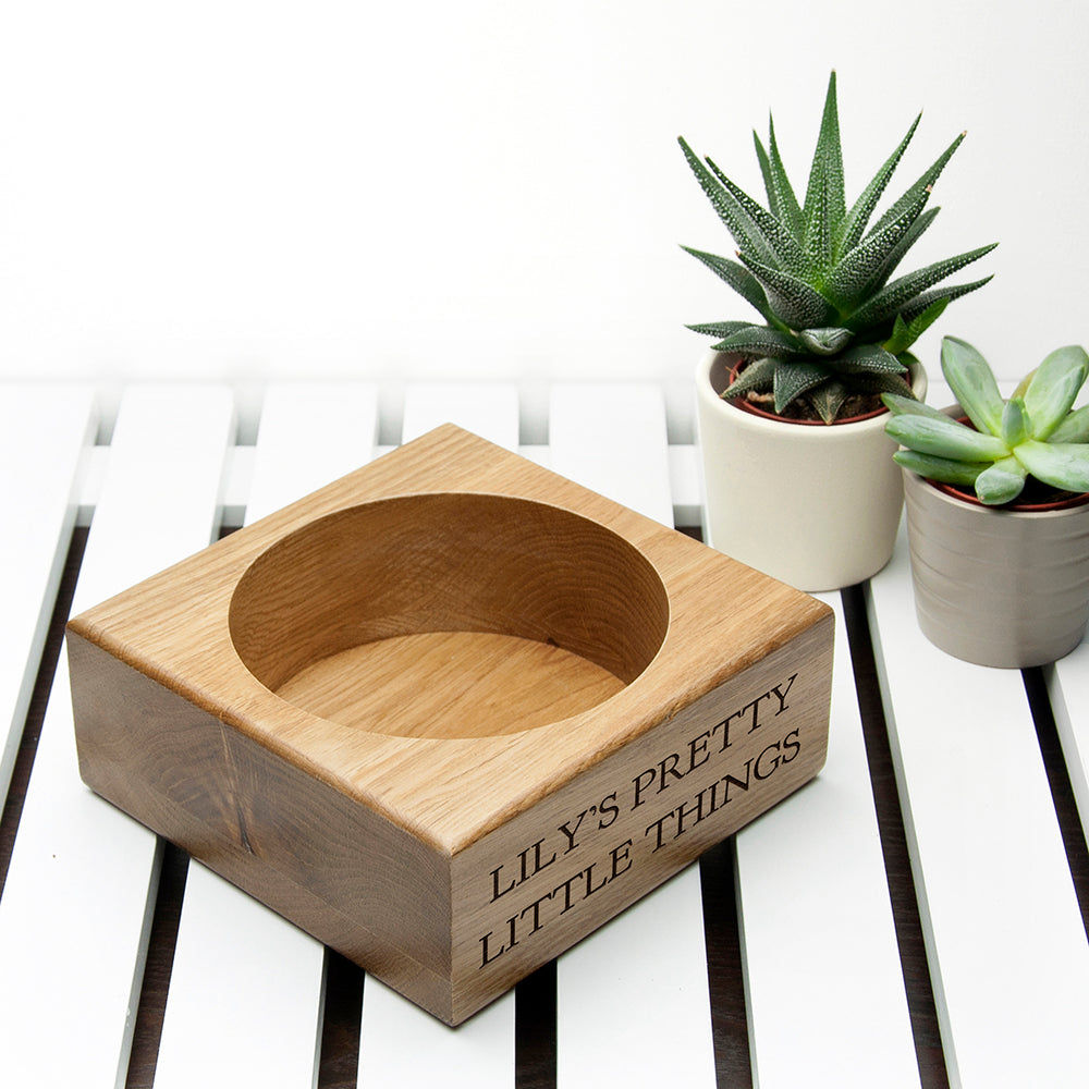 Personalized Solid Oak Stash Tray  Tidy Trays Deeply Engraved