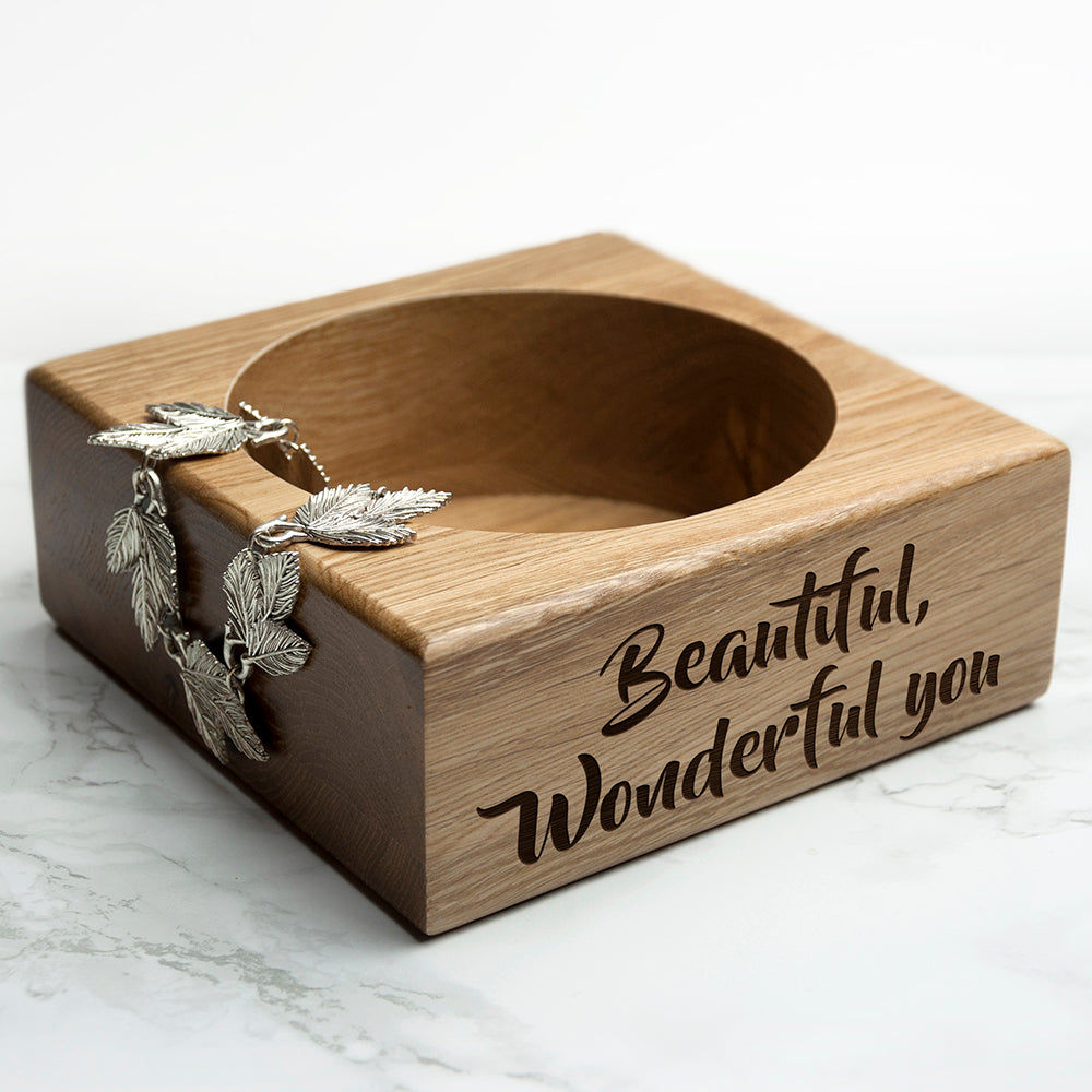 Personalized Solid Oak Stash Tray  Tidy Trays Deeply Engraved