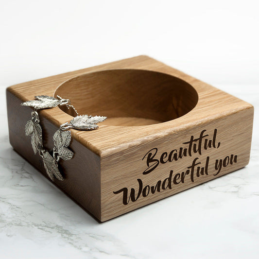 Personalized Solid Oak Stash Tray  Tidy Trays Deeply Engraved