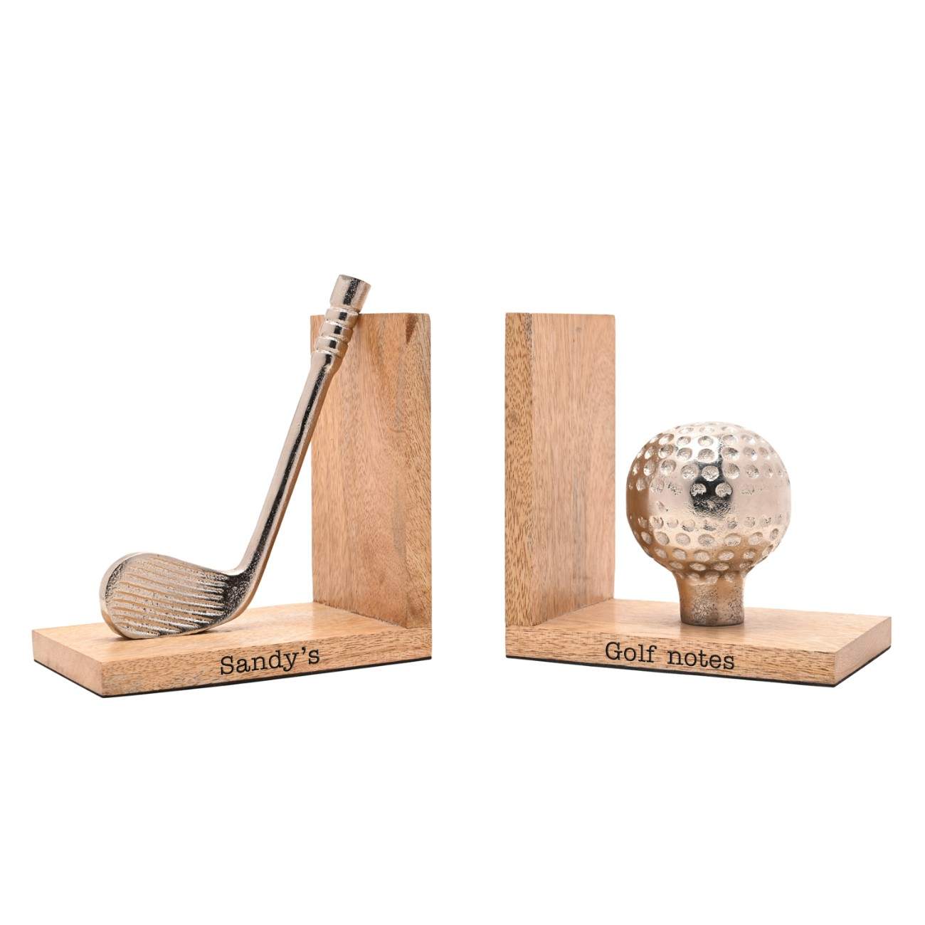 Personalized Solid Pine Golf Bookends | 540g Heavy-Duty  Bookends Deeply Engraved