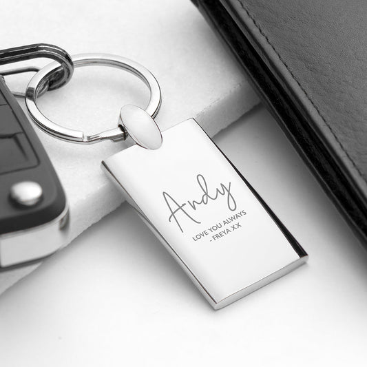 Personalized Special Person Rectangle Keyring  Keyrings Deeply Engraved