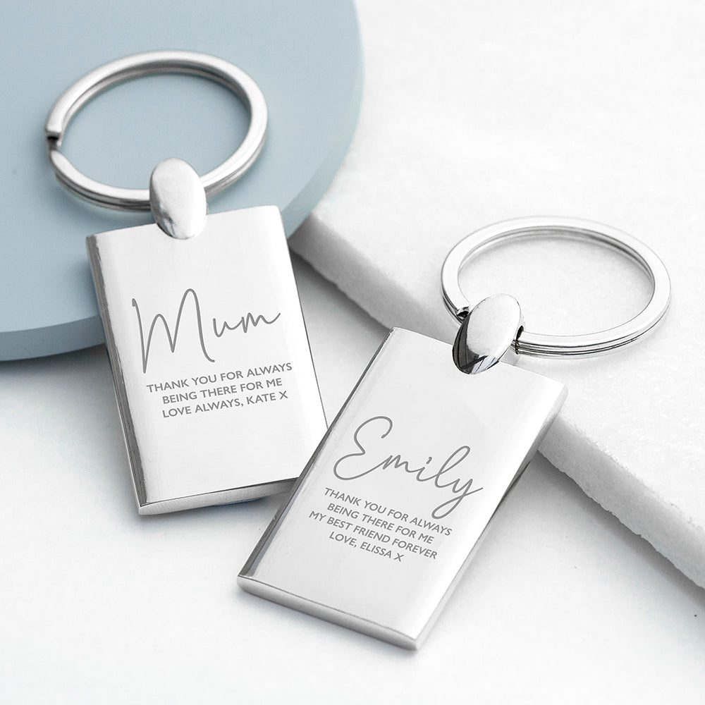 Personalized Special Person Rectangle Keyring  Keyrings Deeply Engraved
