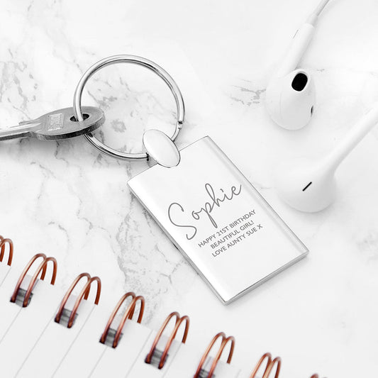 Personalized Special Person Rectangle Keyring  Keyrings Deeply Engraved