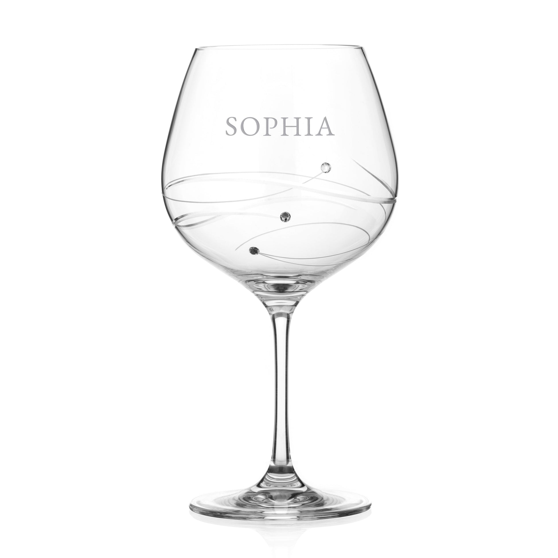 Personalized Spiral Gin Glass with Swarovski Crystals  Gin Glasses Deeply Engraved