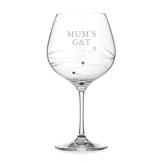 Personalized Spiral Gin Glass with Swarovski Crystals  Gin Glasses Deeply Engraved