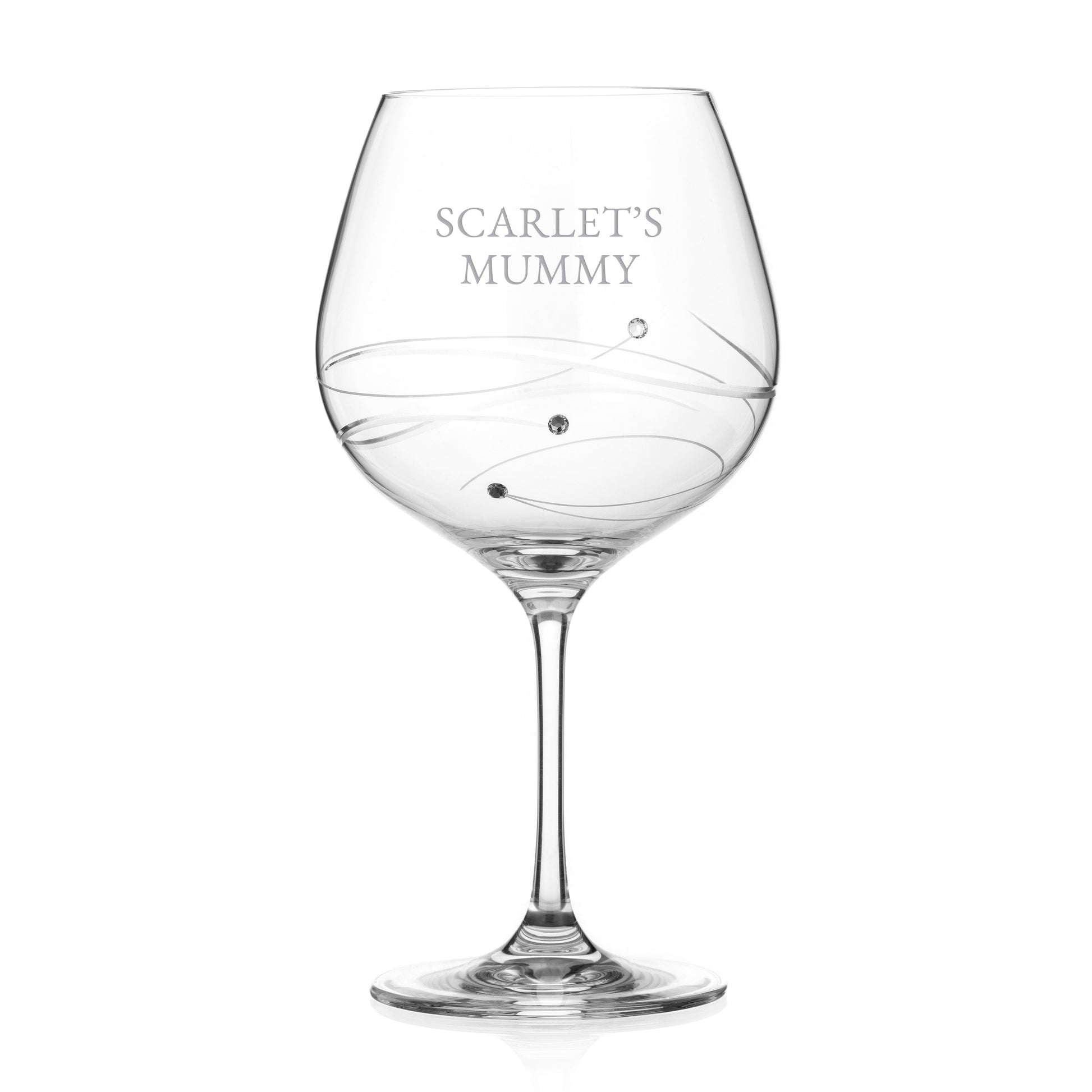 Personalized Spiral Gin Glass with Swarovski Crystals  Gin Glasses Deeply Engraved