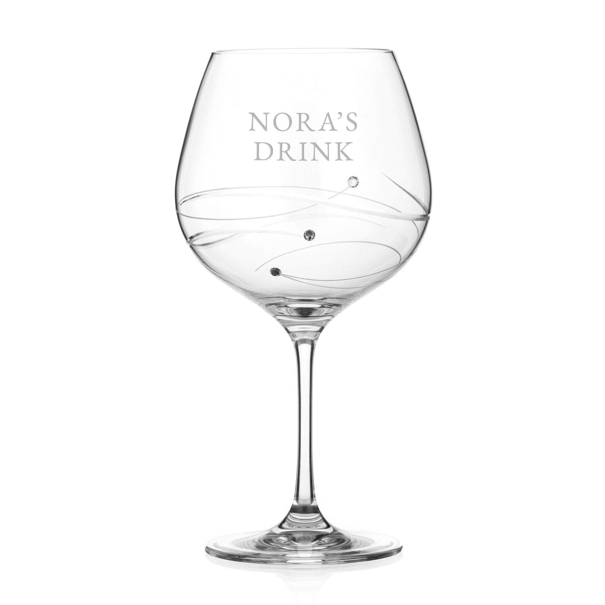Personalized Spiral Gin Glass with Swarovski Crystals  Gin Glasses Deeply Engraved