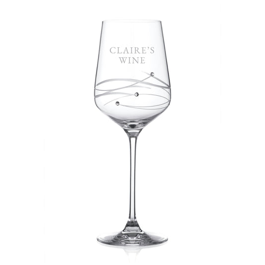 Personalized Spiral Wine Glass with Swarovski Crystals  Wine Glasses Deeply Engraved