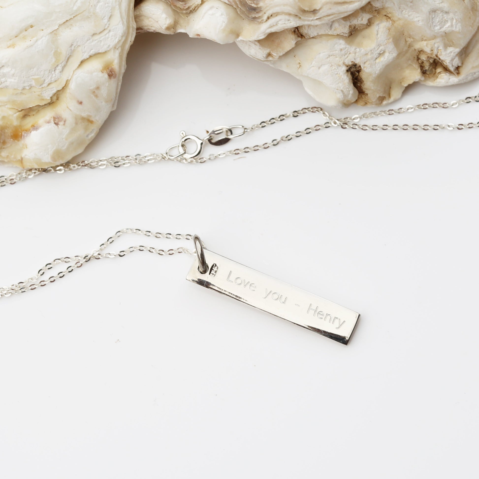 Personalized Sterling Silver Bar Necklace  Necklaces Deeply Engraved