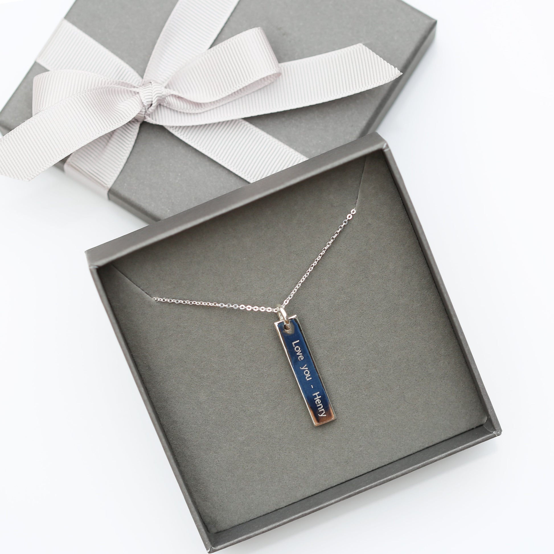Personalized Sterling Silver Bar Necklace  Necklaces Deeply Engraved