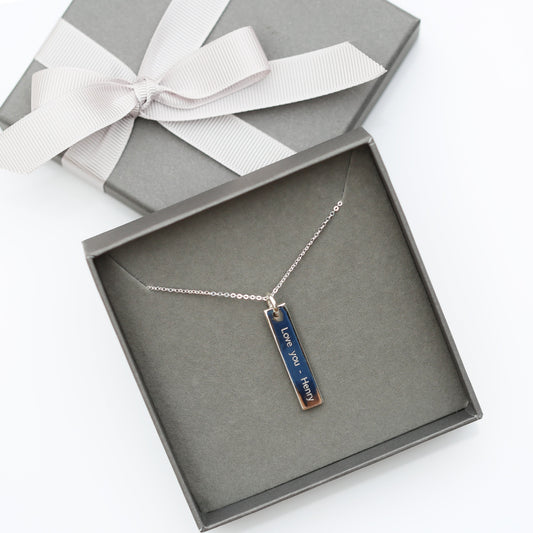 Personalized Sterling Silver Bar Necklace  Necklaces Deeply Engraved