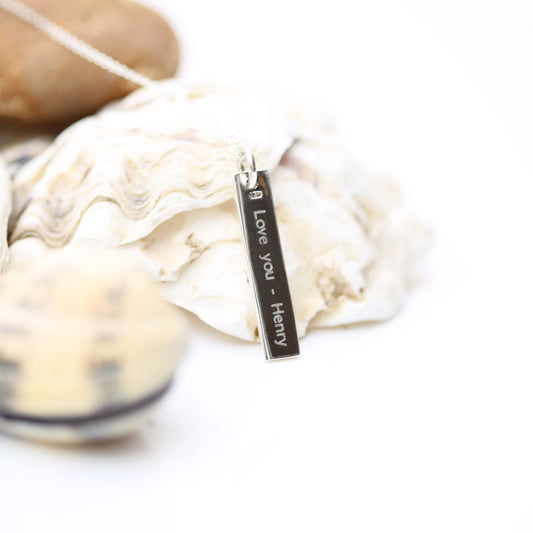 Personalized Sterling Silver Bar Necklace  Necklaces Deeply Engraved