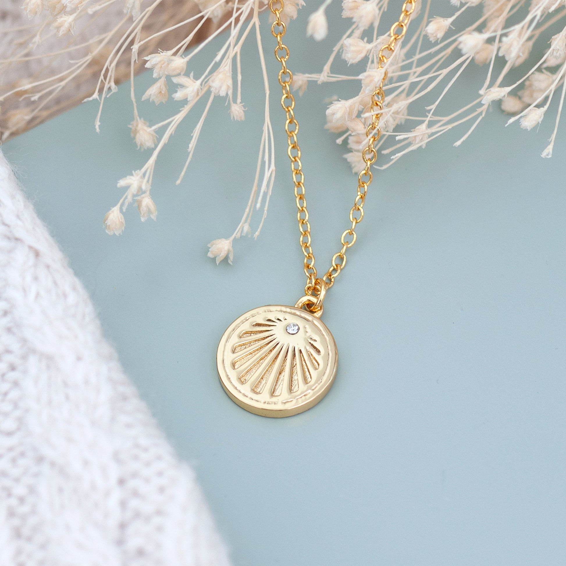 Personalized Sunburst Necklace  Necklaces Deeply Engraved