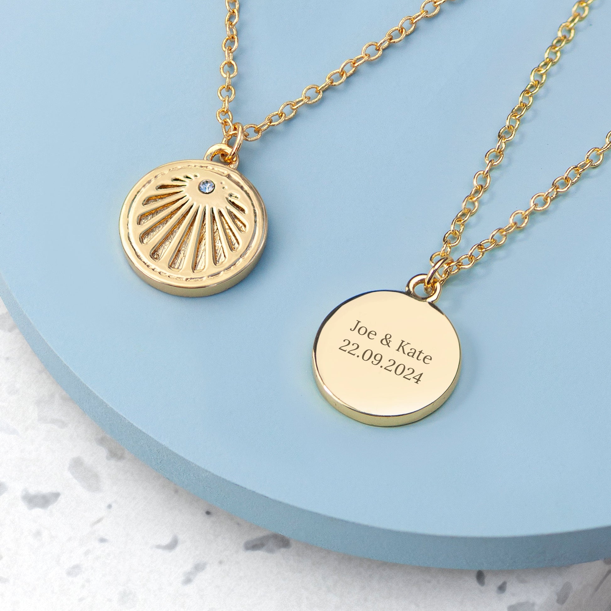 Personalized Sunburst Necklace  Necklaces Deeply Engraved