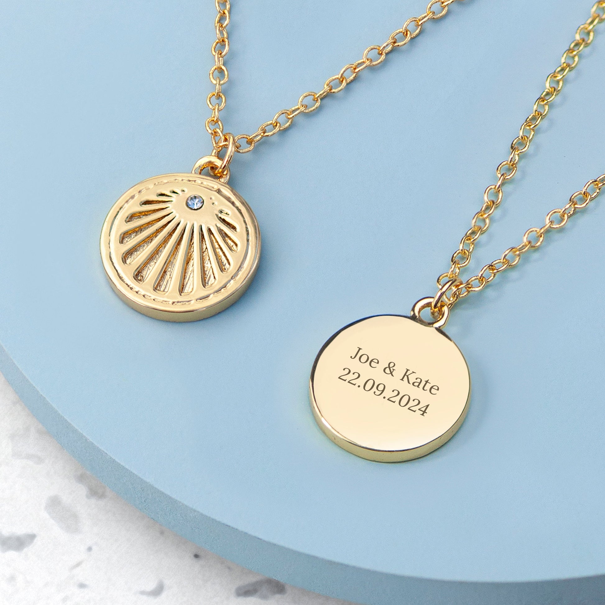 Personalized Sunburst Necklace  Necklaces Deeply Engraved