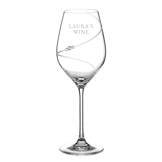 Personalized Swarovski Crystal Wine Glass with Helical Twist  Wine Glasses Deeply Engraved