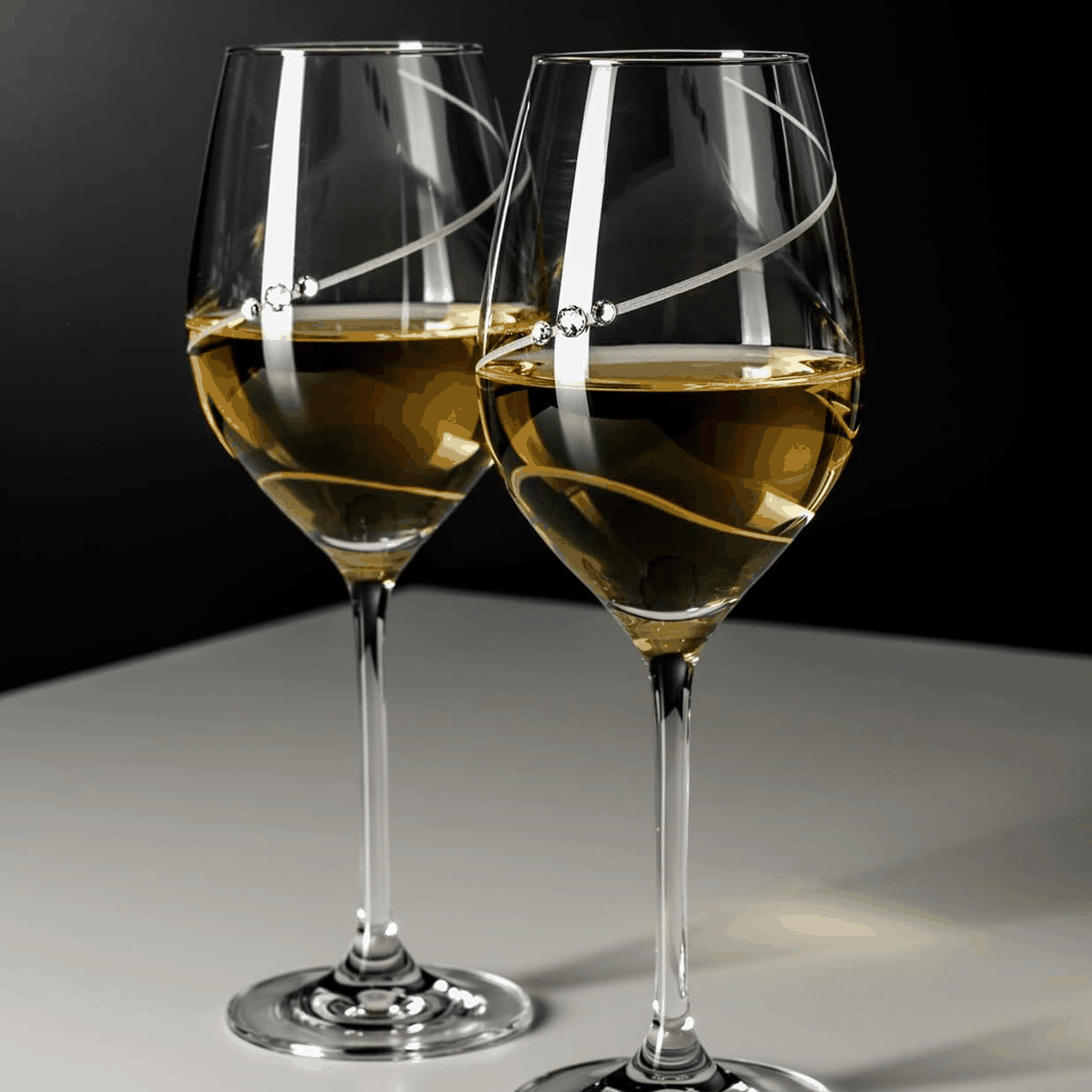 Personalized Swarovski Crystal Wine Glass with Helical Twist  Wine Glasses Deeply Engraved