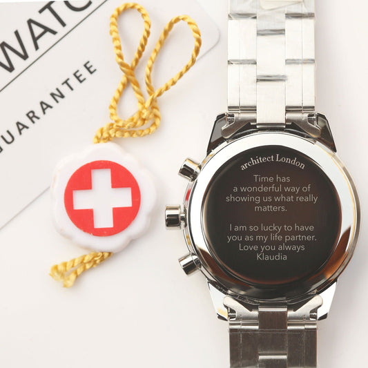 Personalized Swiss-Made Luxury Men's Watch  Men's Watches Deeply Engraved