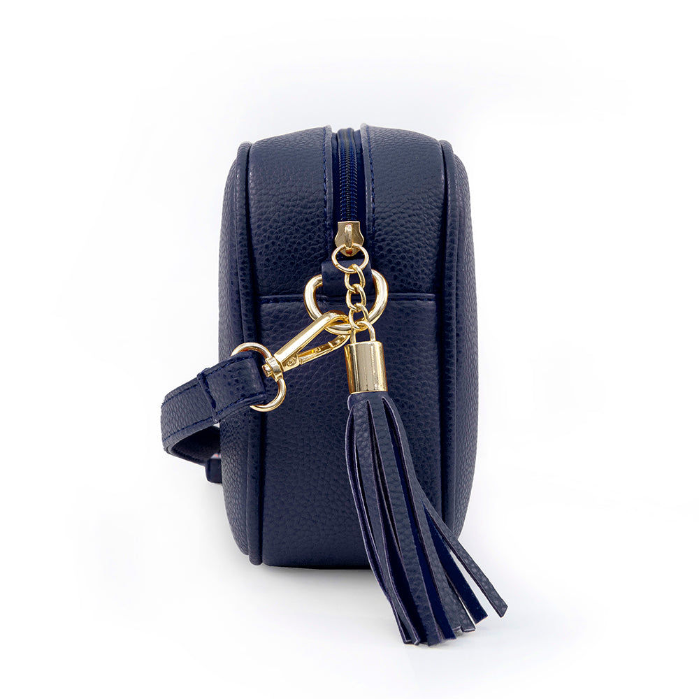 Personalized Vegan Leather Crossbody Bag - Navy  Cross Body Bags Deeply Engraved