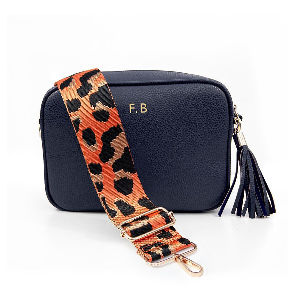 Personalized Vegan Leather Crossbody Bag - Navy  Cross Body Bags Deeply Engraved