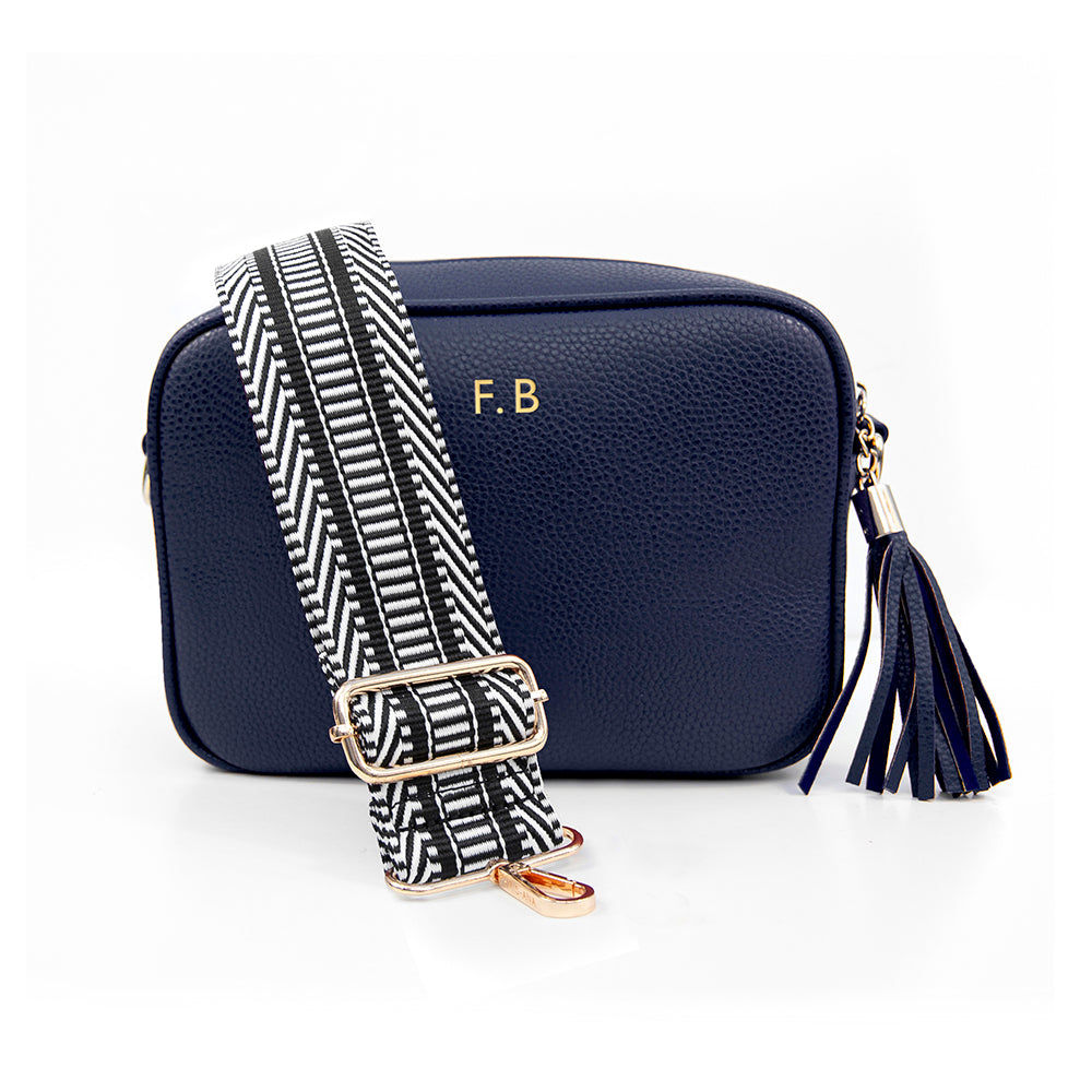 Personalized Vegan Leather Crossbody Bag - Navy  Cross Body Bags Deeply Engraved