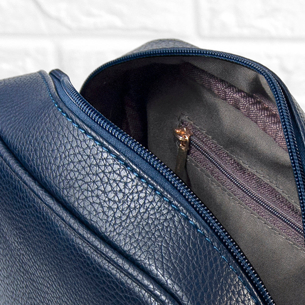 Personalized Vegan Leather Crossbody Bag - Navy  Cross Body Bags Deeply Engraved
