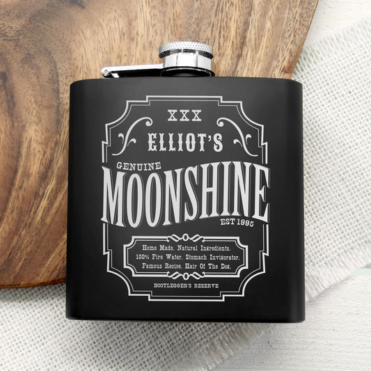 Personalized Vintage Moonshine Hip Flask  Hip Flasks Deeply Engraved